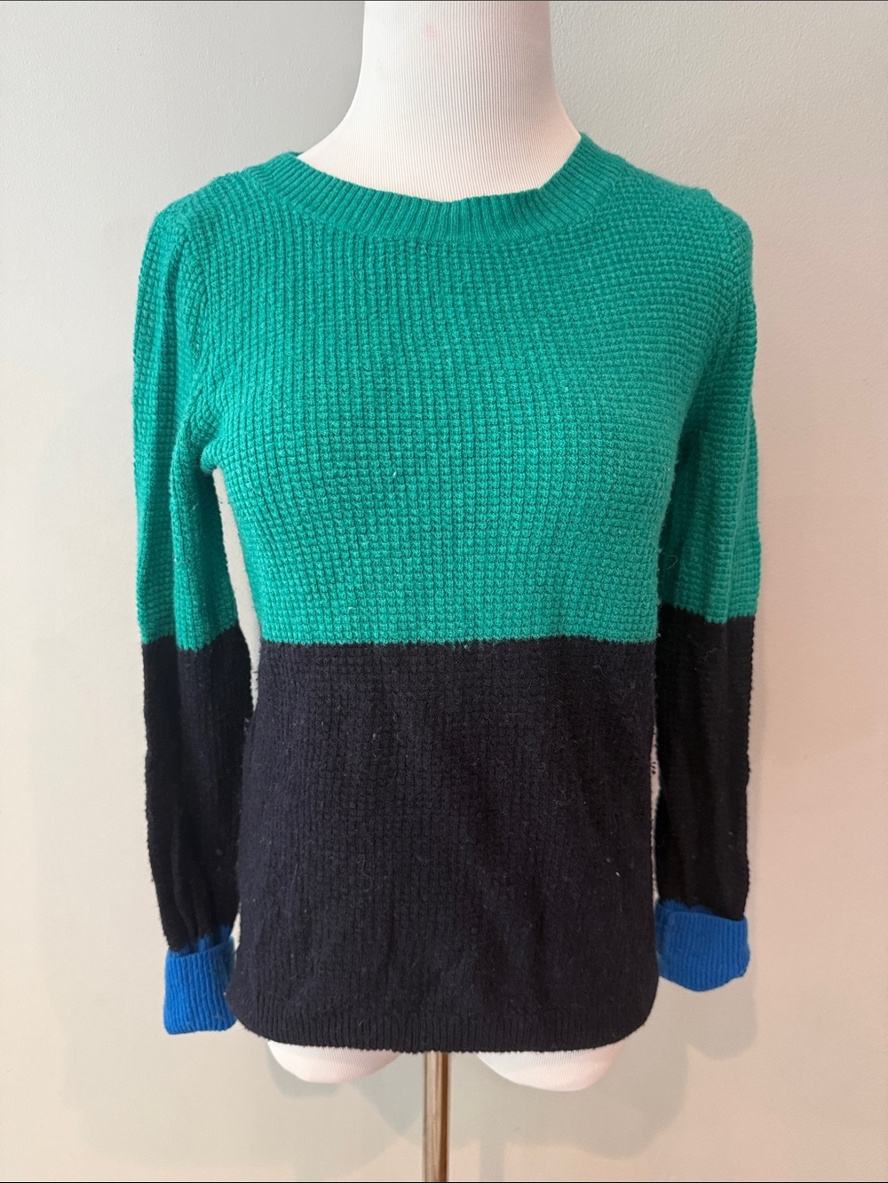 Vintage Jcrew   Crewneck color block Sweater - Navy/teal/ blue  - S